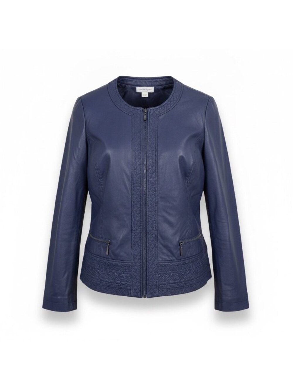 Christopher & Banks Womens Blue Jacket W/ Lace Detail Zipper Pockets Size XL